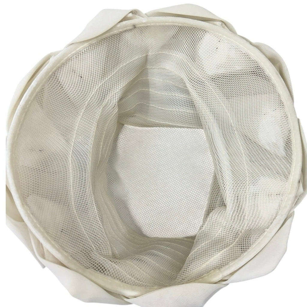 Vintage 1960s Cream Bow Cloche Hat Sheer Layered Brim Formal Church