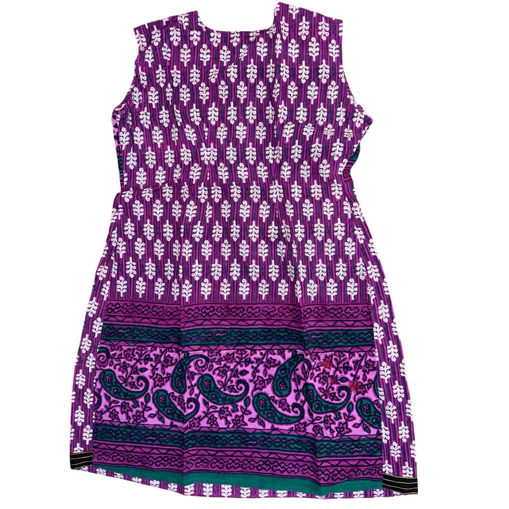 Vintage 90s Pink Purple Boho A-Line Sleeveless Dress Women's Small/Medium