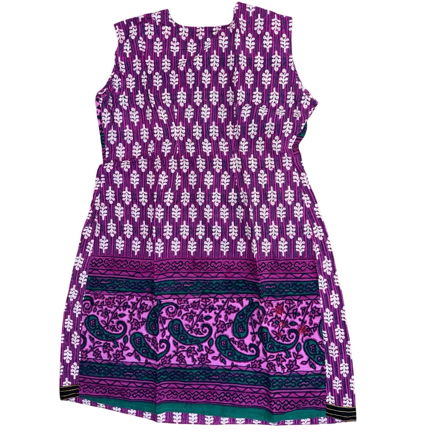 Vintage 90s Pink Purple Boho A-Line Sleeveless Dress Women's Small/Medium