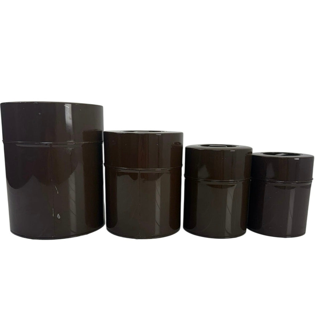 Vintage 70s Made in Japan Brown Canister Set Flour Sugar Coffee Tea 4 Pc