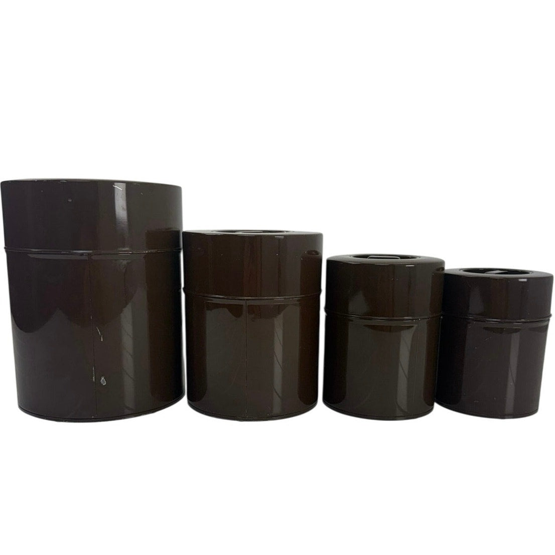 Vintage 70s Made in Japan Brown Canister Set Flour Sugar Coffee Tea 4 Pc