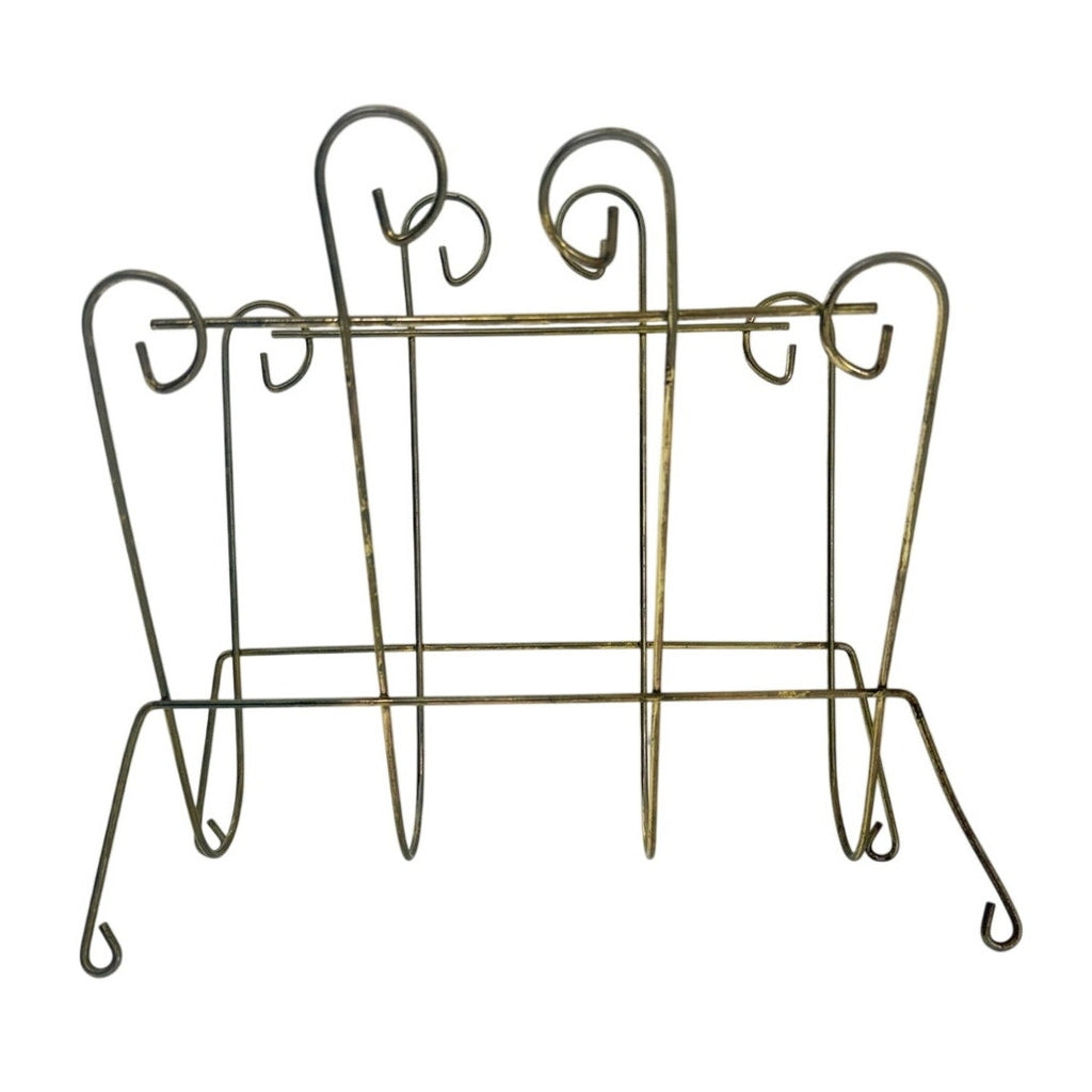 Vintage 70s Black Metal Wire Magazine Rack Basket Home Office Organizer