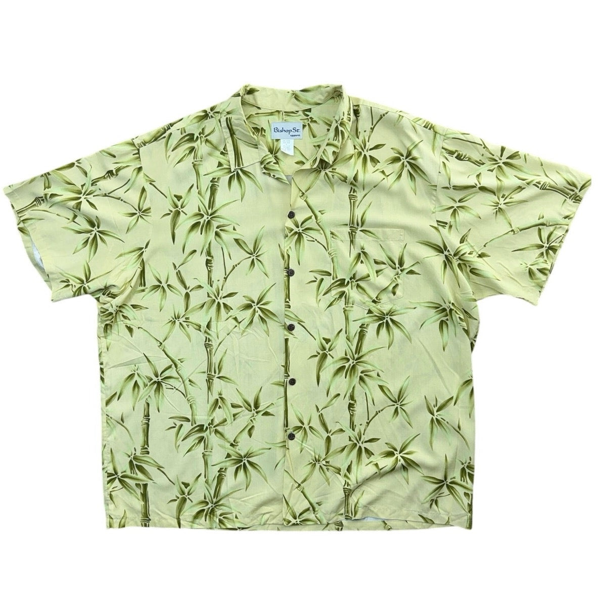 Vintage 80s Bishop St Hawaiian Bamboo Print Shirt Men's 3XL Cotton Aloha