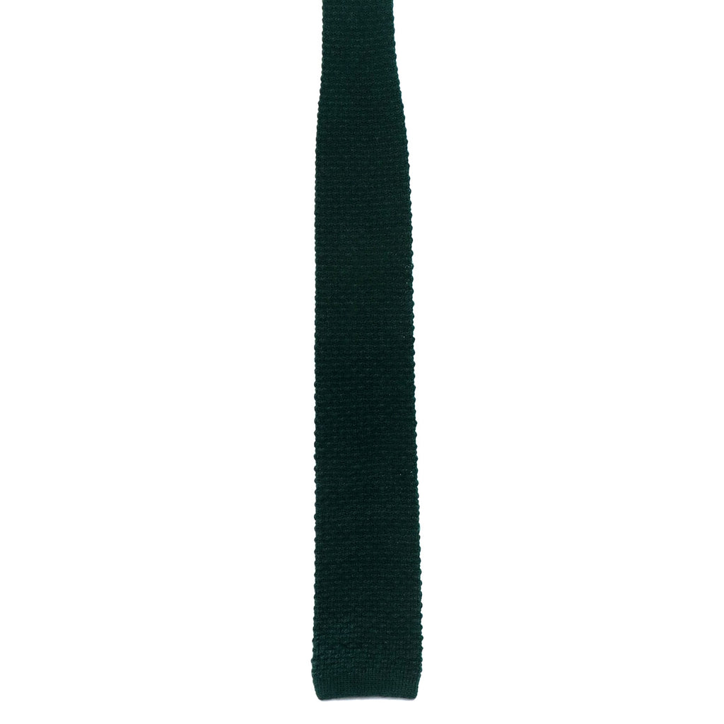 Vintage 60s Robert Talbott Hunter Green Acrylic Knit Square End Tie 3” x 56”