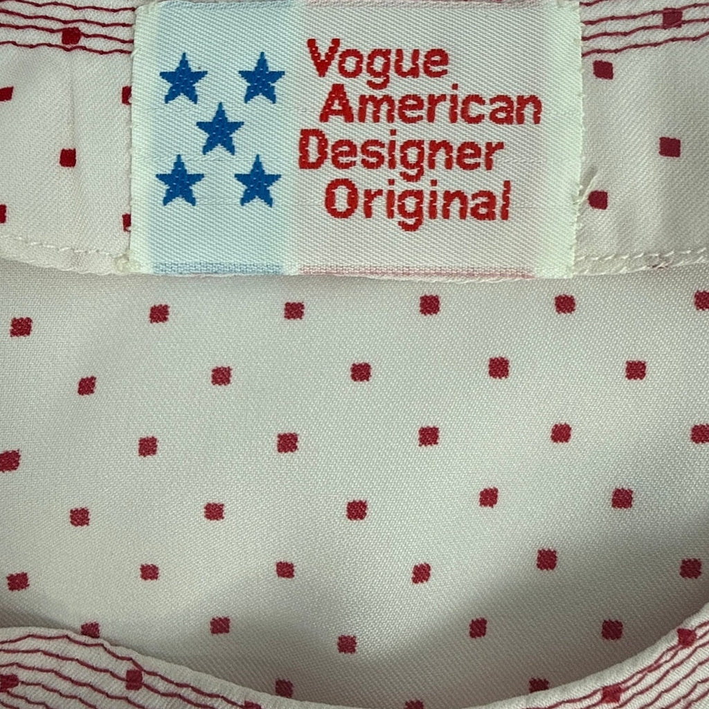 Vintage 70s Vogue American Designer Red Dot Belted Midi Dress Women's Medium