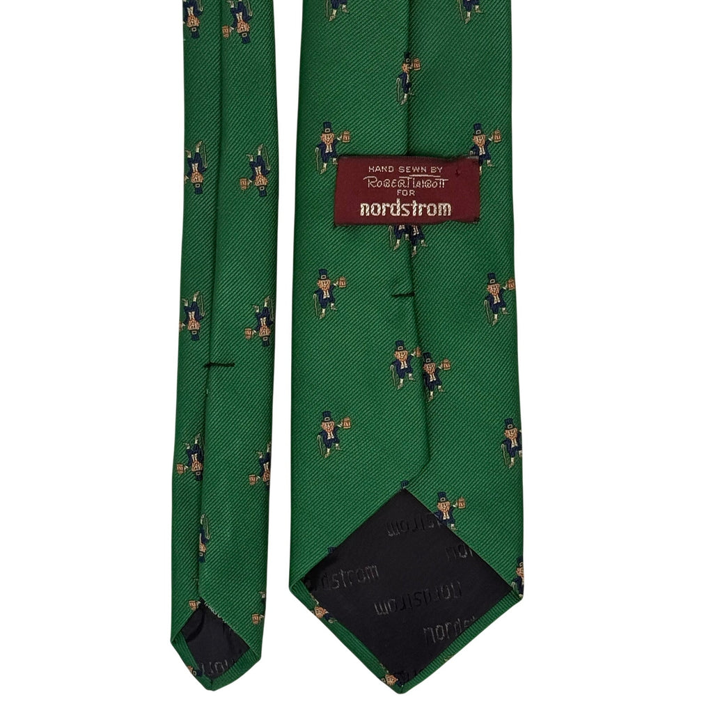 Vintage 90s Robert Talbott Nordstrom Leprechaun Silk Tie Green Novelty Necktie