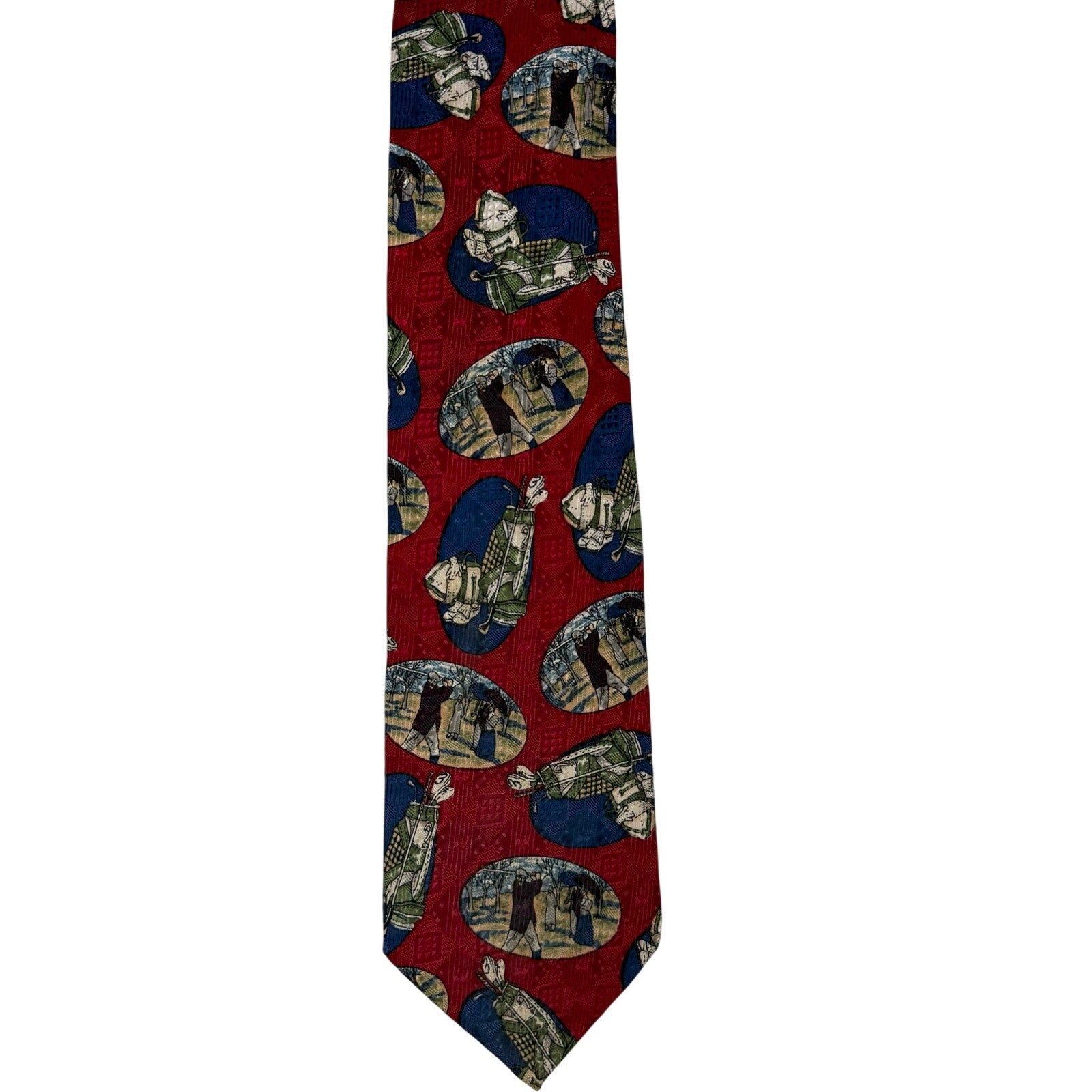 Vintage 90s John Ashford Golf Print Silk Tie Made USA Classic Novelty