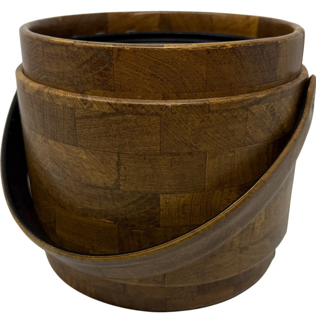 Vintage 60s Faux Wood Ice Bucket No Lid Mid Century Modern Made in USA