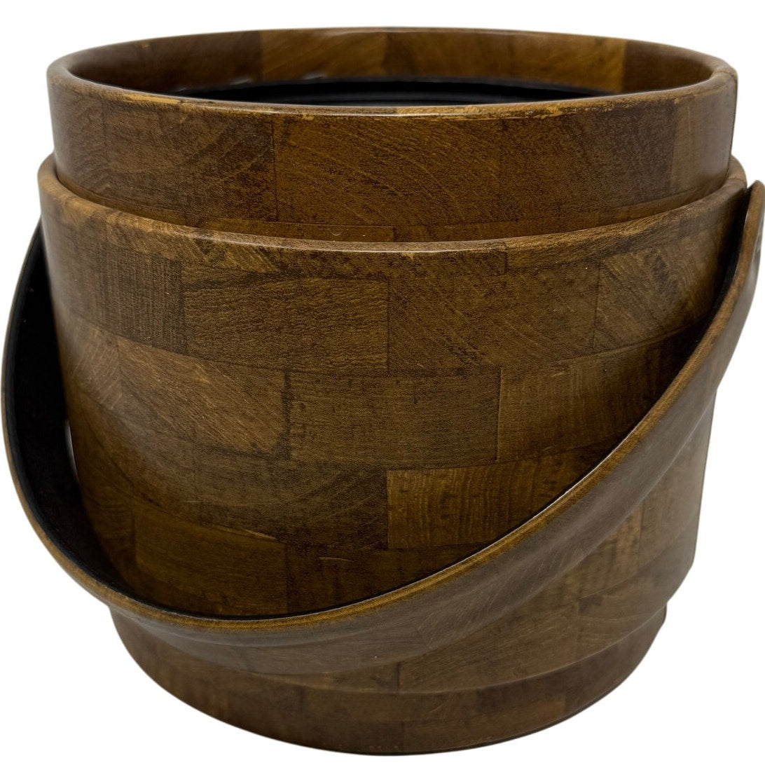 Vintage 60s Faux Wood Ice Bucket No Lid Mid Century Modern Made in USA
