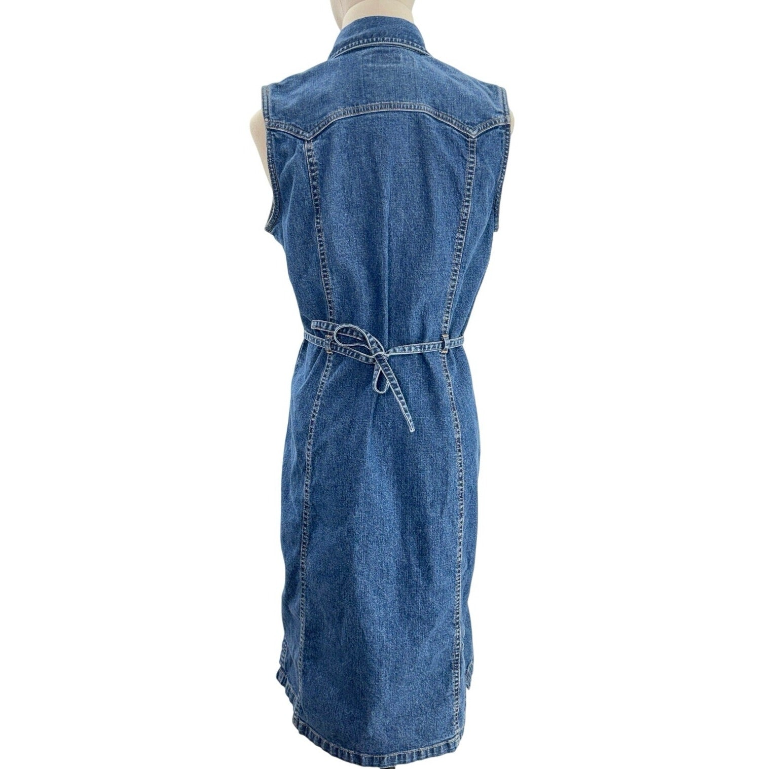 Jessie Jeans Denim Shirt Dress Button Front Tie Back Women's Medium