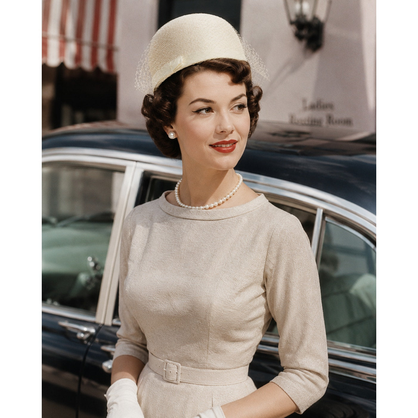 Vintage 1960s Ivory Pillbox Hat with Veil Mod Wedding Cocktail Cap