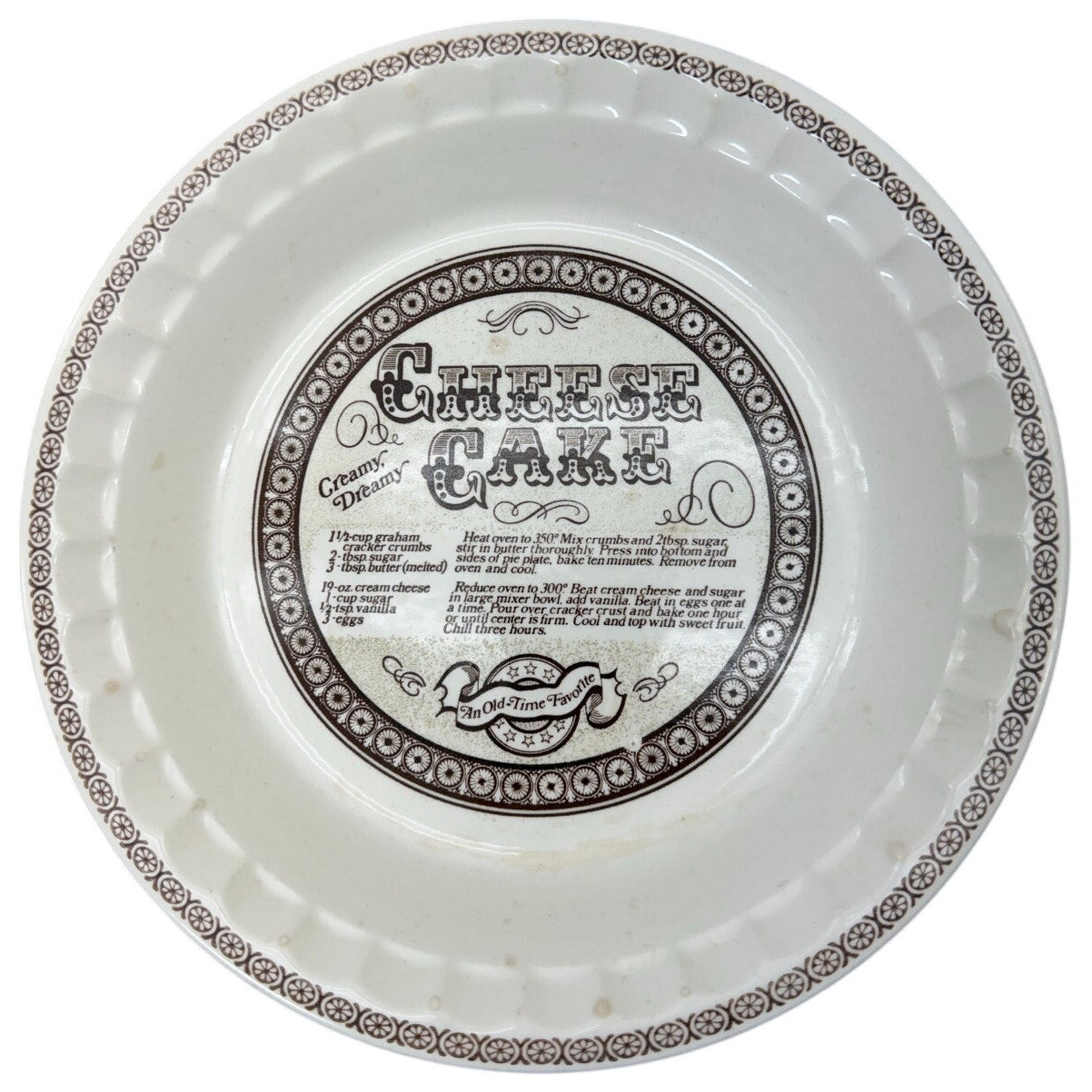 Vintage Royal China Cheesecake Recipe Plate USA Oven Safe Dish