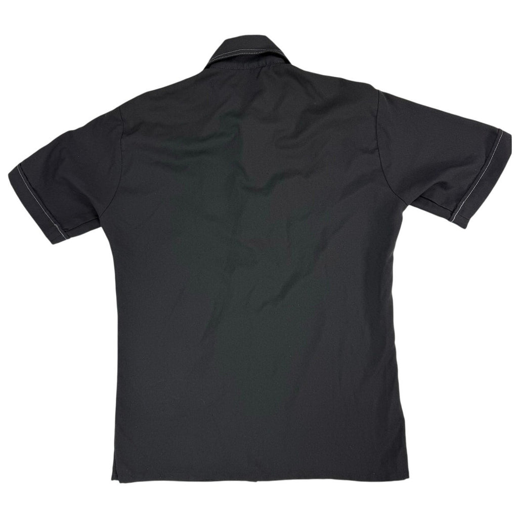 Vintage 1970s Black Polyester Contrast Stitch Leisure Shirt Mens Small