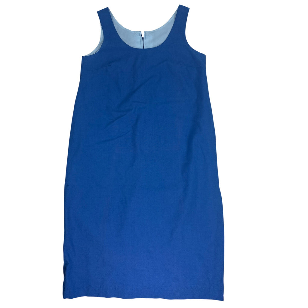 Vintage 1980s Royal Blue Shantung Sleeveless Midi Jumper Dress