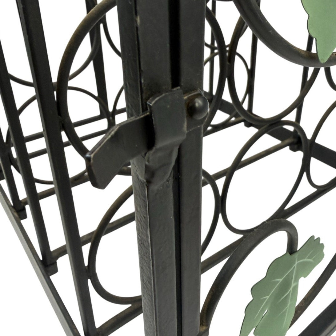 Vintage 90s Black Metal Ivy Wine Rack 9 Bottle Tabletop Display