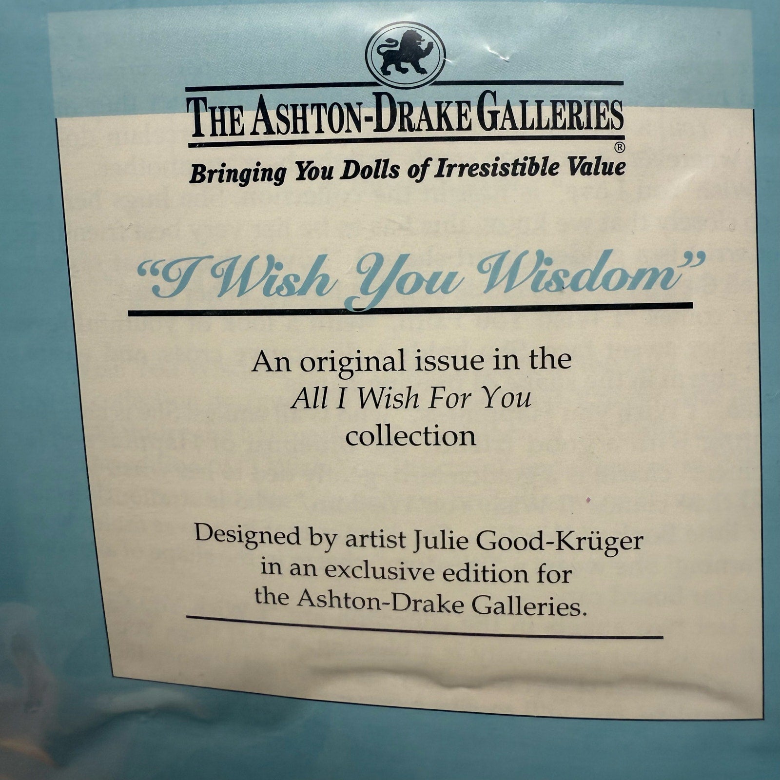 Vintage 90s Ashton-Drake “I Wish You Wisdom” Porcelain Baby Doll Kruger