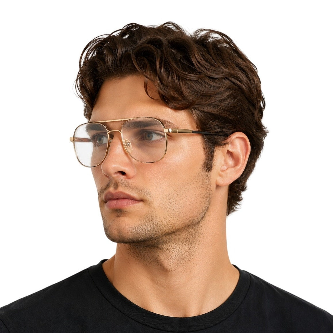 Vintage 1980 Men's Frames Looking Glass 8019 Aviator Eyeglass Frames Korea 56-18