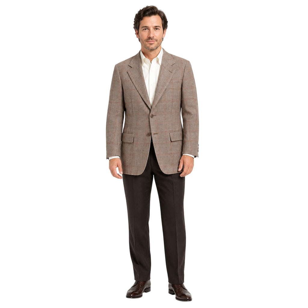 Vintage 70s Hickey Freeman Rosenblatts Brown Windowpane Wool Blazer Men's 42"