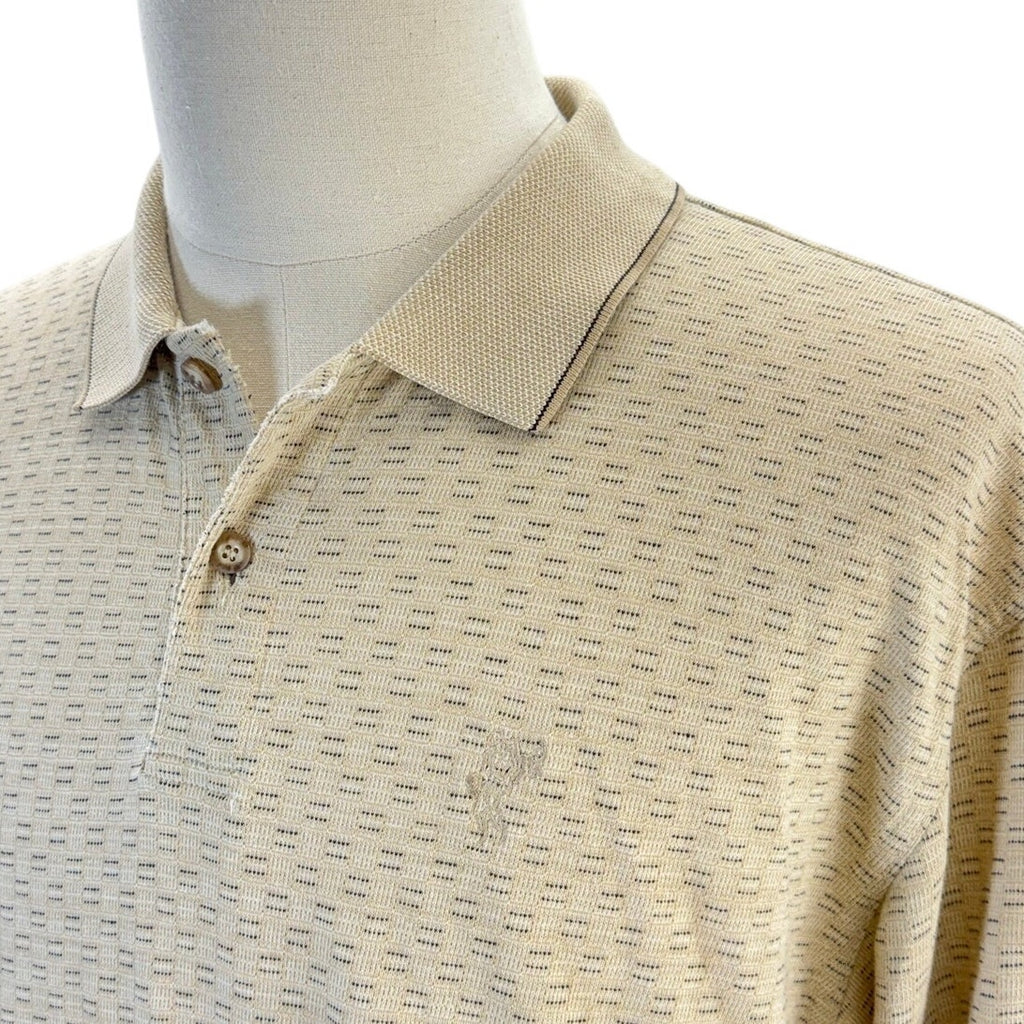 Ashworth Golf Polo Shirt Men's Large Beige Textured USA Made 100% Cotton