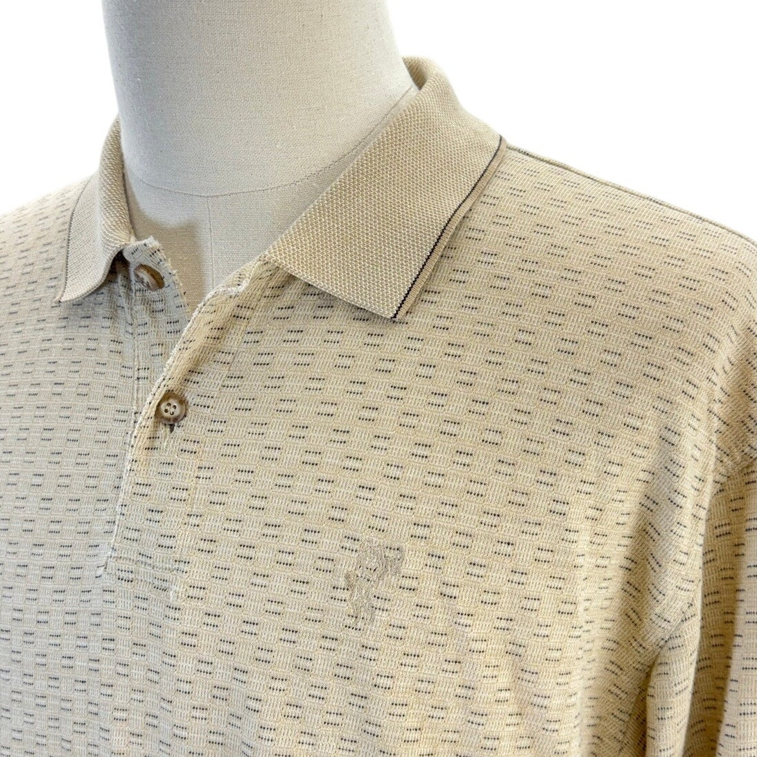 Ashworth Golf Polo Shirt Men's Large Beige Textured USA Made 100% Cotton