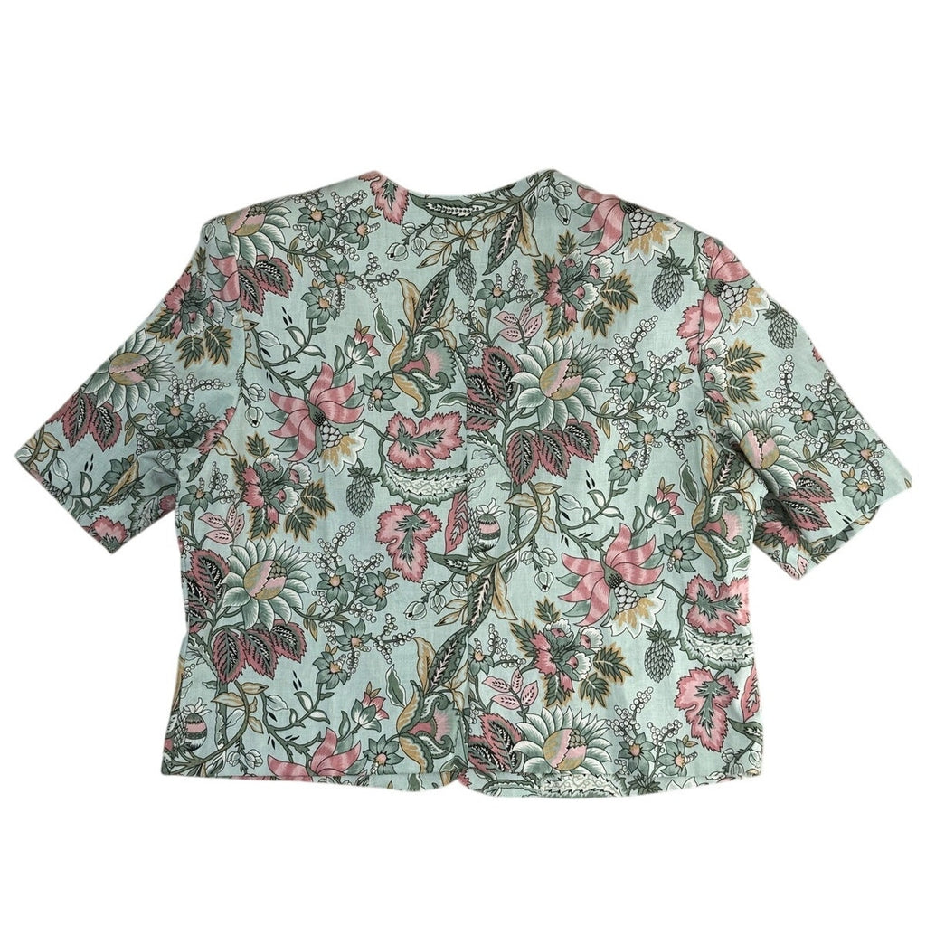 Vintage 90s Norton Women's 12 McNaughton Petites Floral Skirt Blouse Set USA