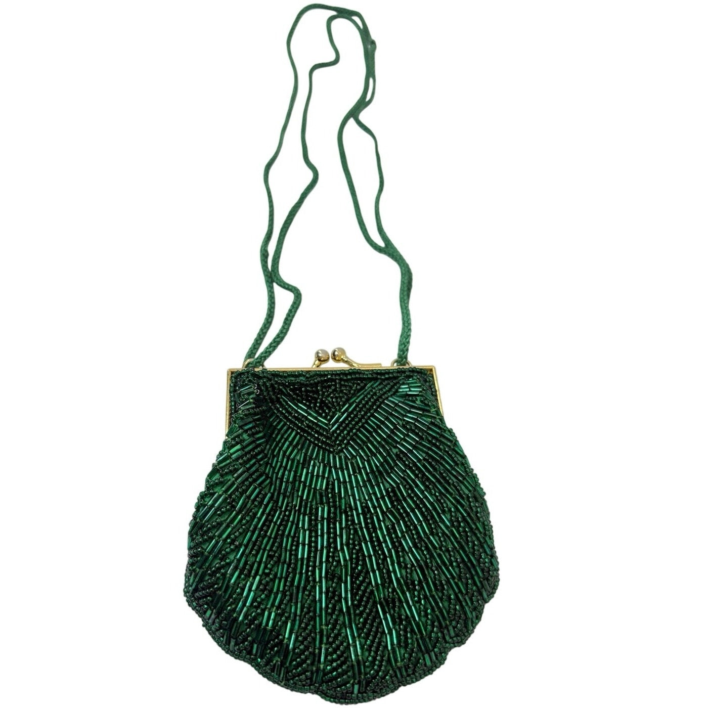 Cadaz Green Sequin Beaded Coin Purse Mini Evening Bag Crossbody Shoulder Strap