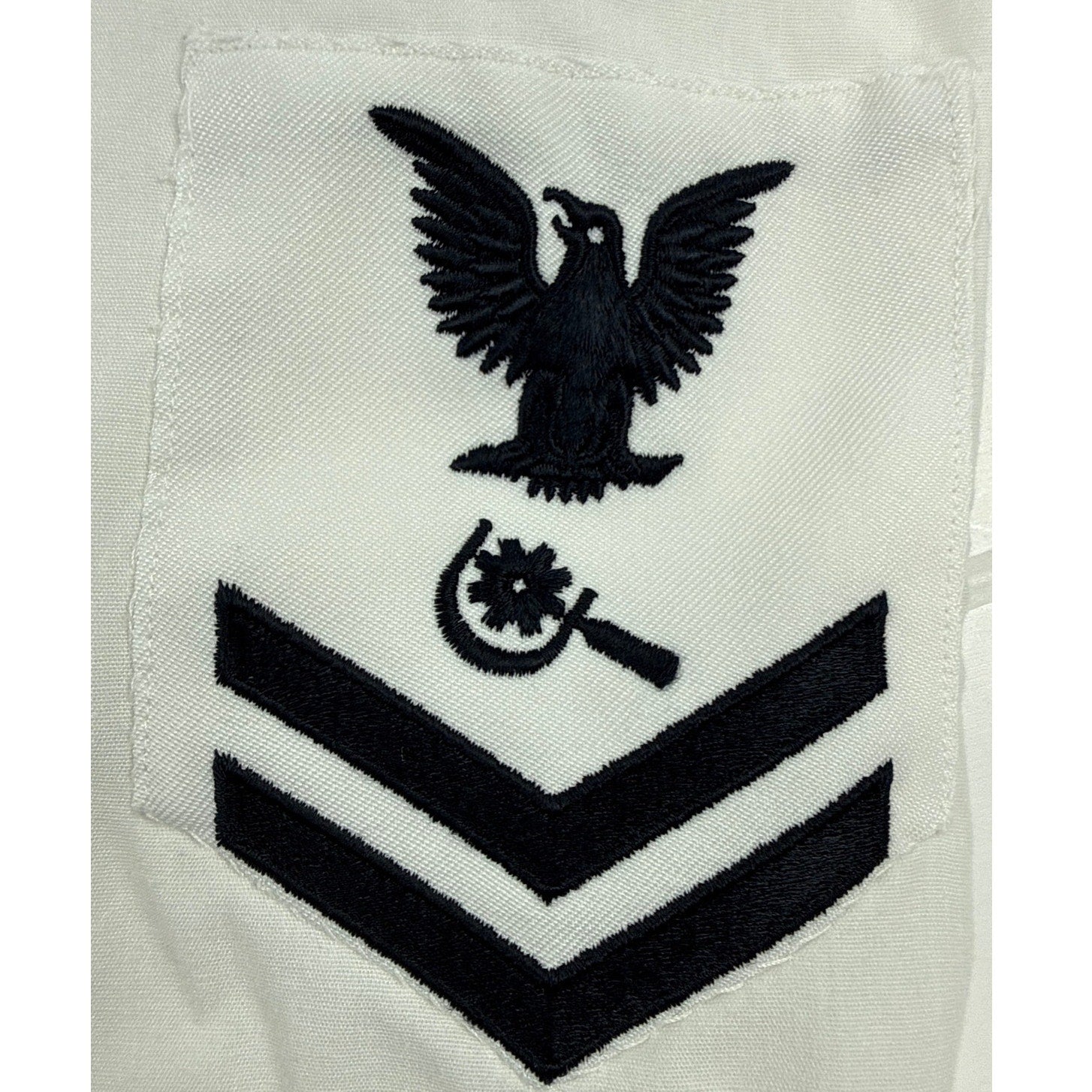 Vintage 80s US Navy White Uniform Shirt Petty Officer 1st Class Large