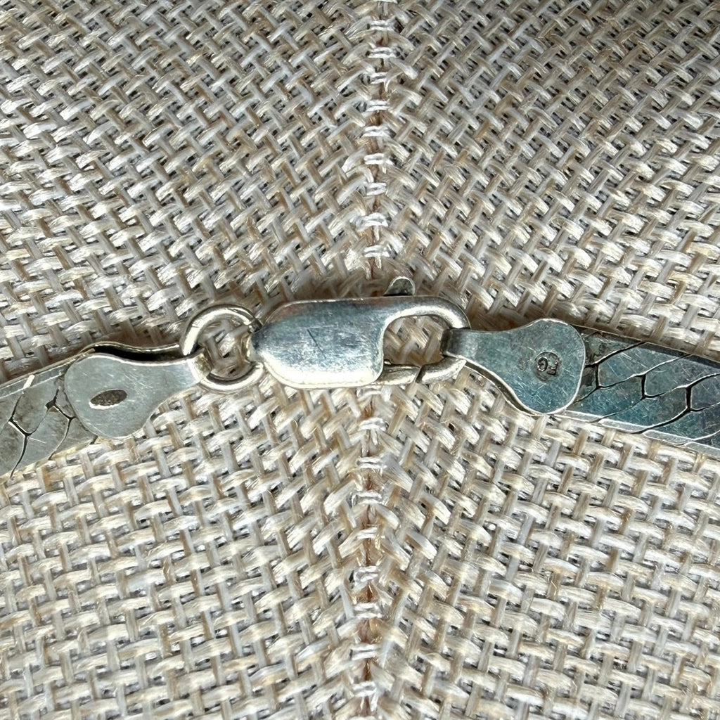 Vintage 925 Italy Sterling Silver Herringbone Chain Necklace 18" 28g 5mm