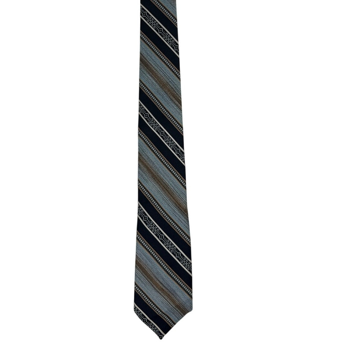 Vintage 90s JCPenney Classic Striped Tie Blue Gray 57” Necktie