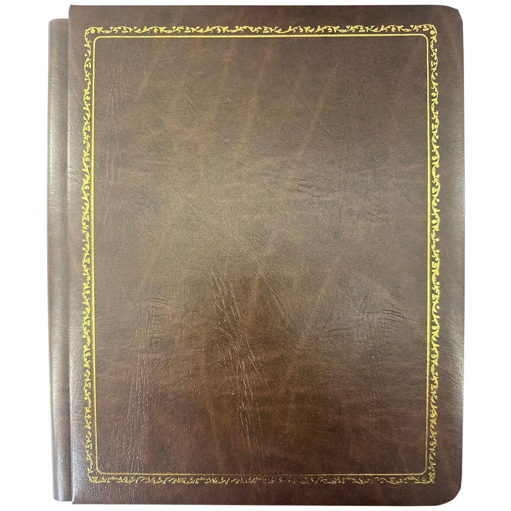 Vintage 80s Webway Portrait Scrapbook Album Faux Leather Gold Border