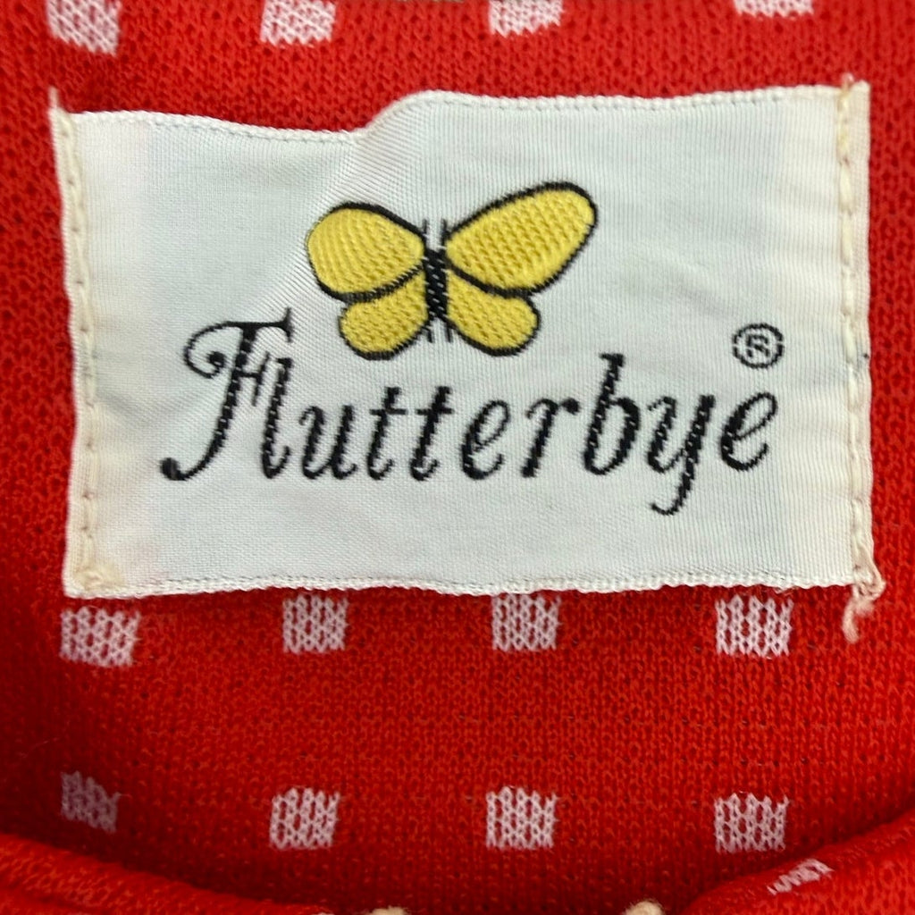 Vintage 70s Flutterbye Red Zip Front Mod Shift Dress Womens S/M 38 Bust