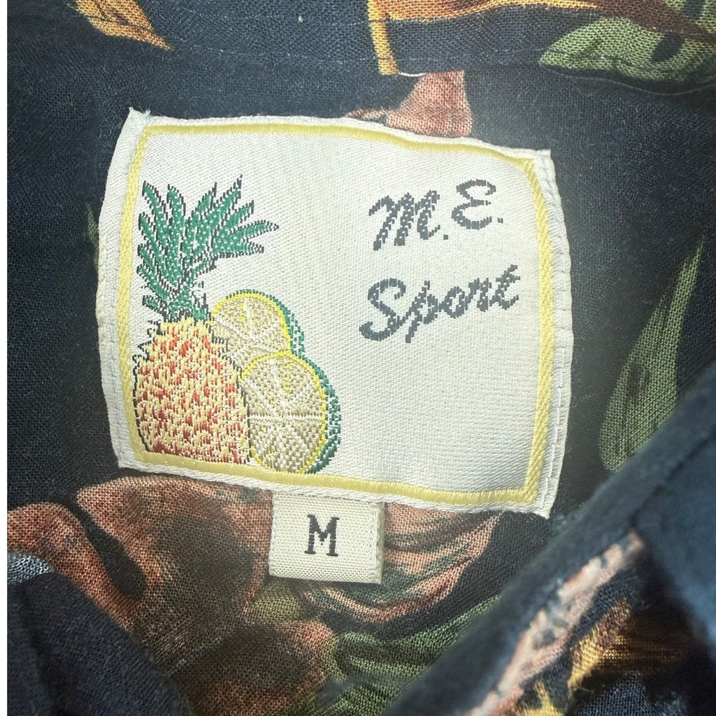 Vintage 90s M.E. Sport Rayon Hawaiian Tropical Camp Shirt Mens Medium