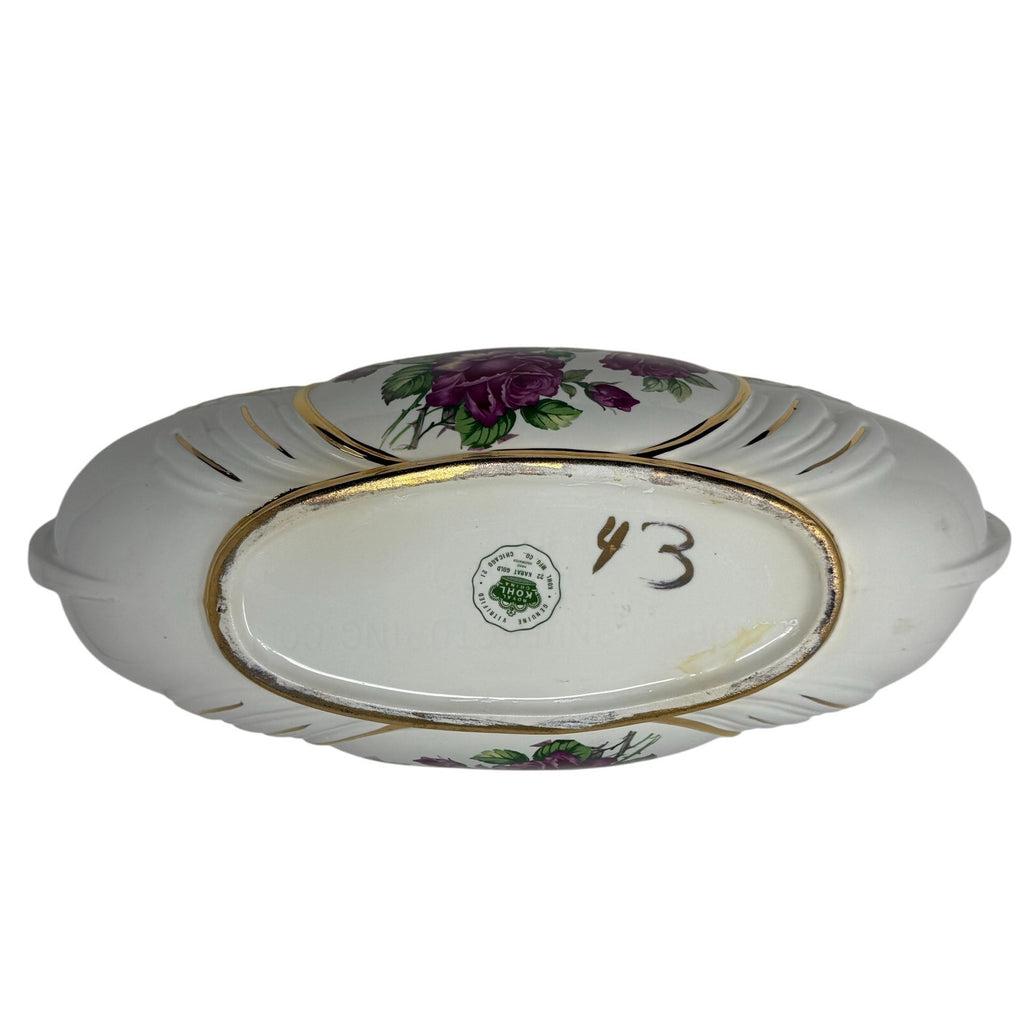 Royal Kohl 22K Gold Floral Porcelain Centerpiece Bowl #43 Vintage 1930s
