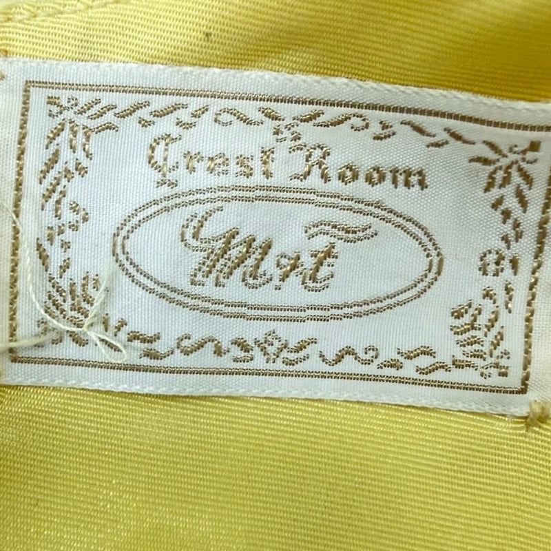Vintage 70s Crest Room M&F Yellow Metallic Paisley Maxi Dress 34 Bust