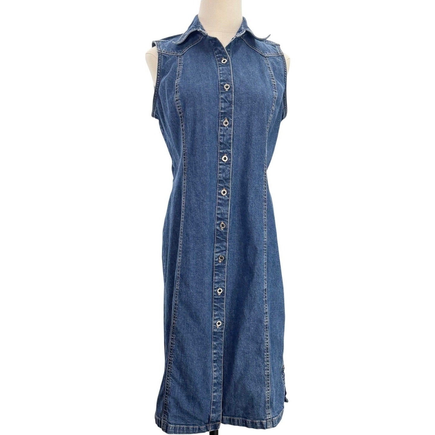 Jessie Jeans Denim Shirt Dress Button Front Tie Back Women's Medium