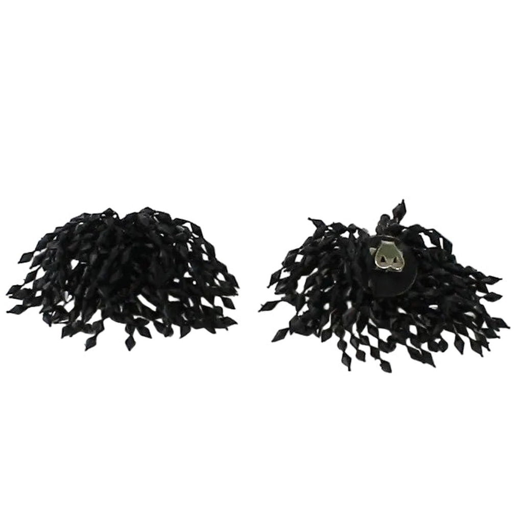 Vintage 1950s Black Beaded Fringe Shoe Clips Pair Retro Dress Accessories