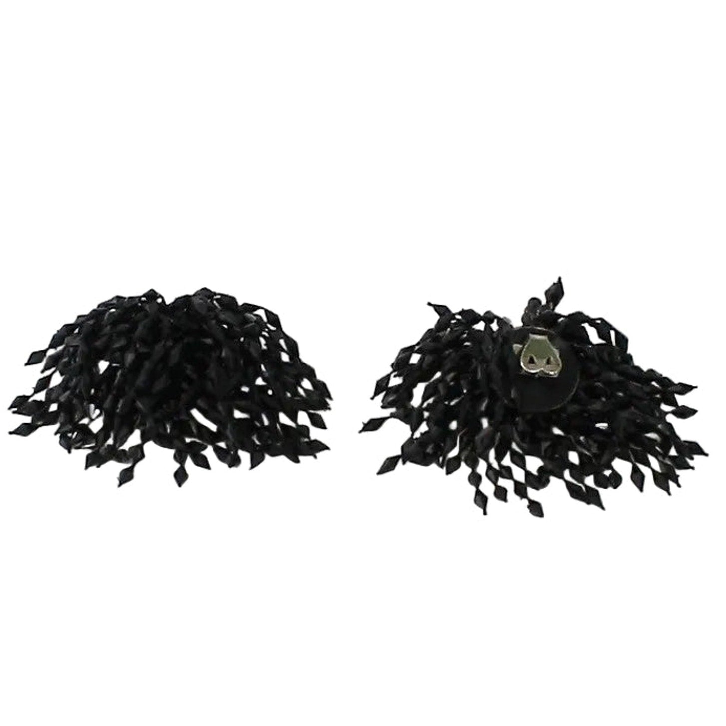 Vintage 1950s Black Beaded Fringe Shoe Clips Pair Retro Dress Accessories
