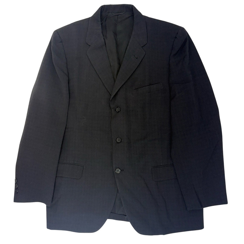 Vintage 1960s Black Charcoal Wool Suit 42R 36x29 Mad Men Mod Weiners