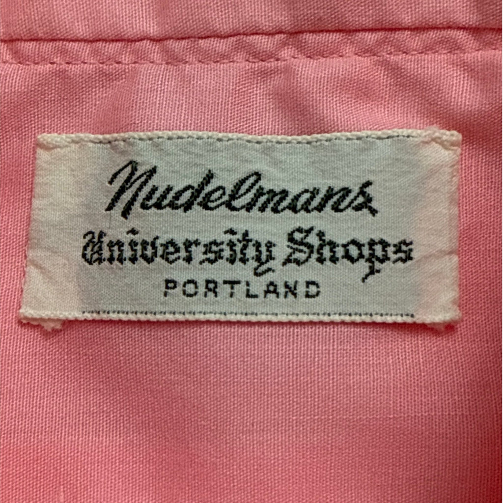 Vintage 70s Nudelmans Mens Large Pink Point Collar Shirt Size 42