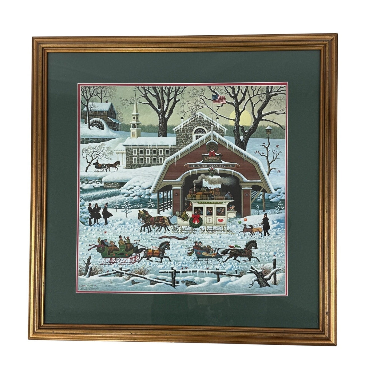 Vintage 1987 Charles Wysocki Christmas Village Framed Print 3035/7500