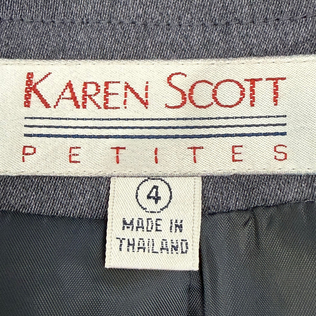 Vintage 90s Karen Scott Petites Women's 4 Purple Gray Blazer Lined Career Jacket