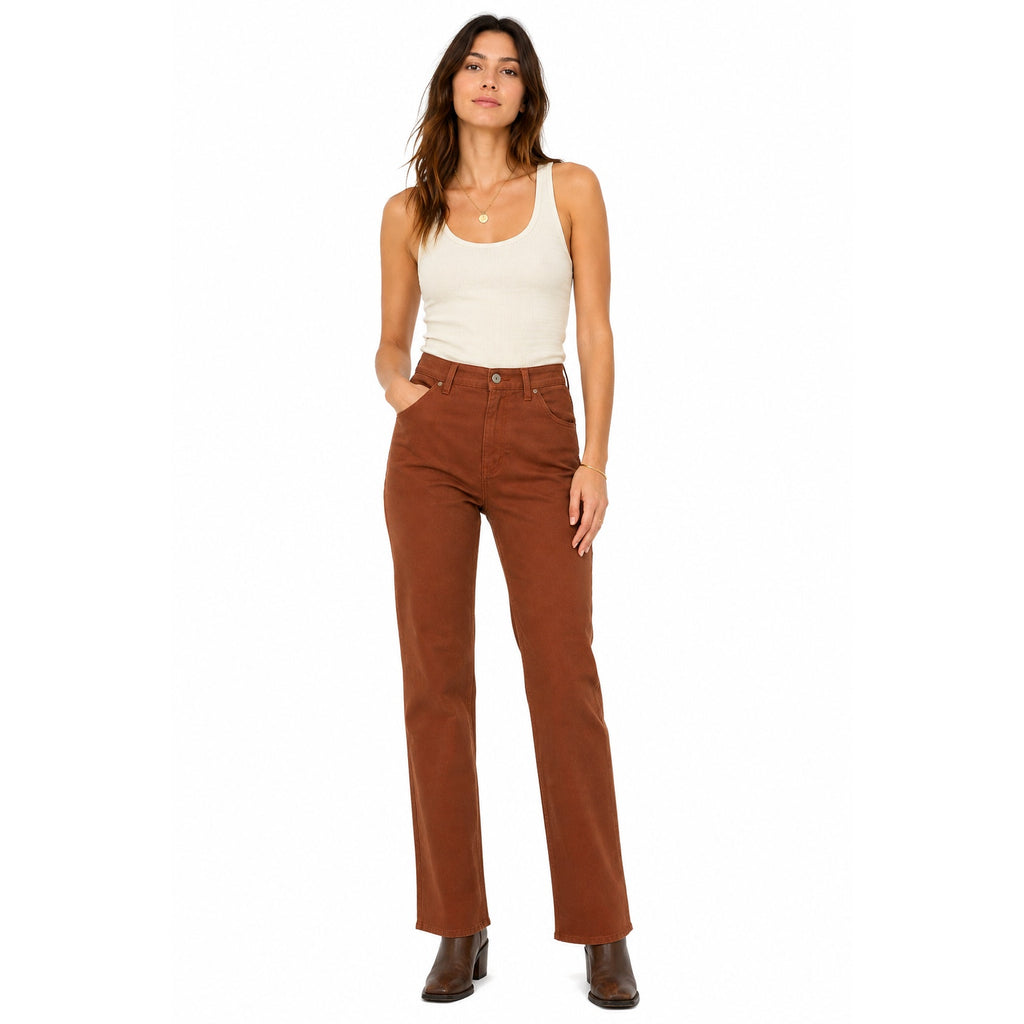 Vintage 80s Chic by H.I.S. Super Straight High Rise Brown Pants Women's 28x33