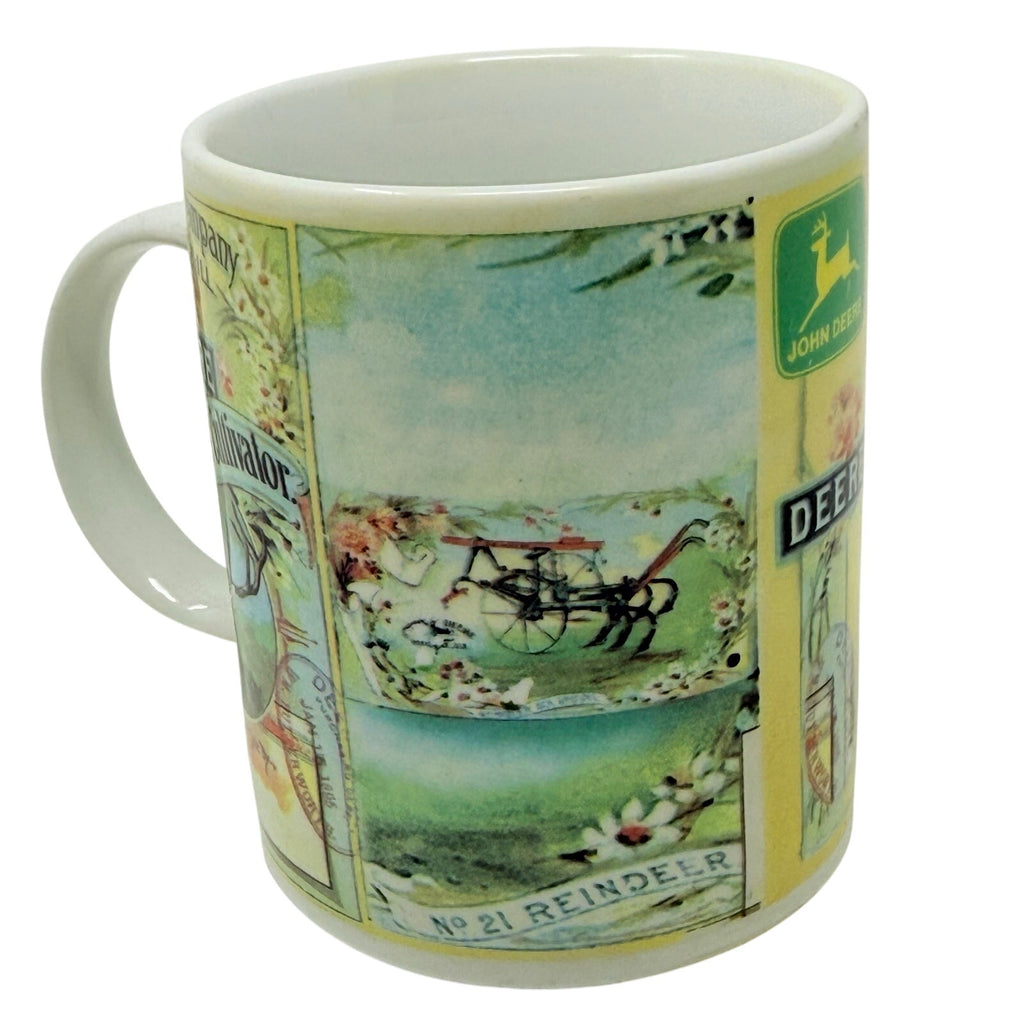 Vintage John Deere Coffee Mug Reindeer Cultivator Farm Tractor Vintage Ceramic