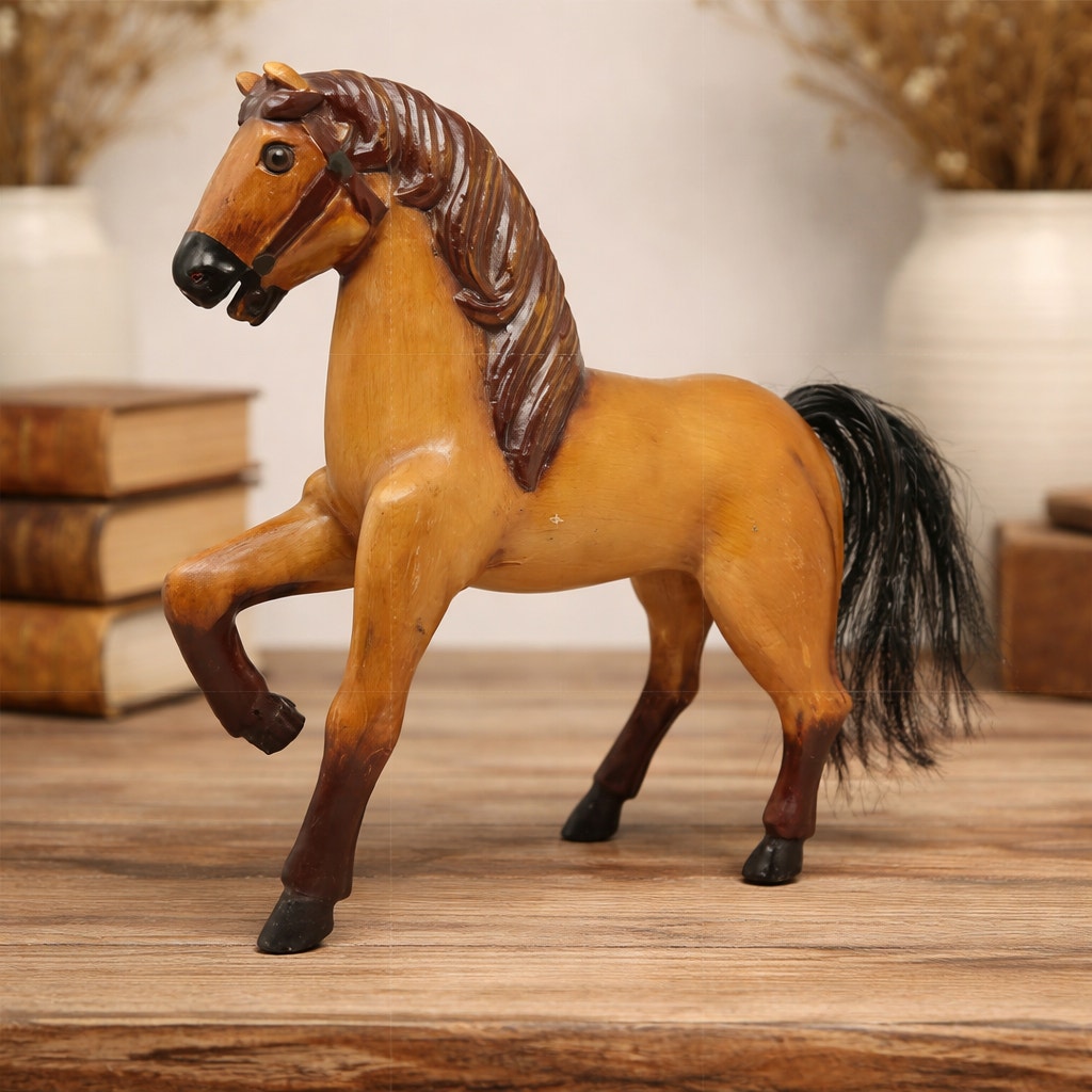 Home 70s Hand Carved Horse Figurine