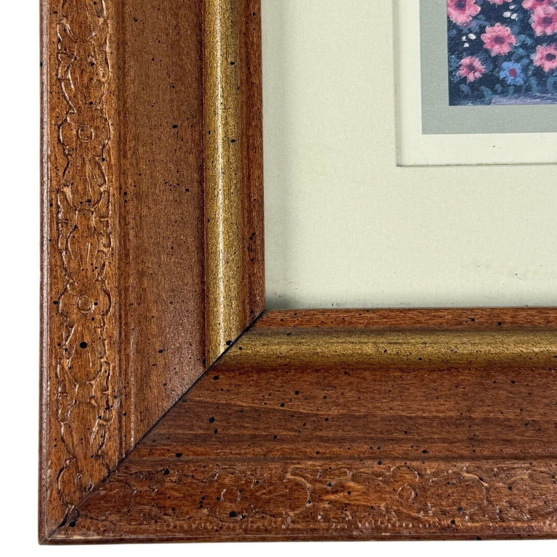 Vintage 80s Victorian House Garden Framed Print Ornate Wood Cottagecore Wall Art