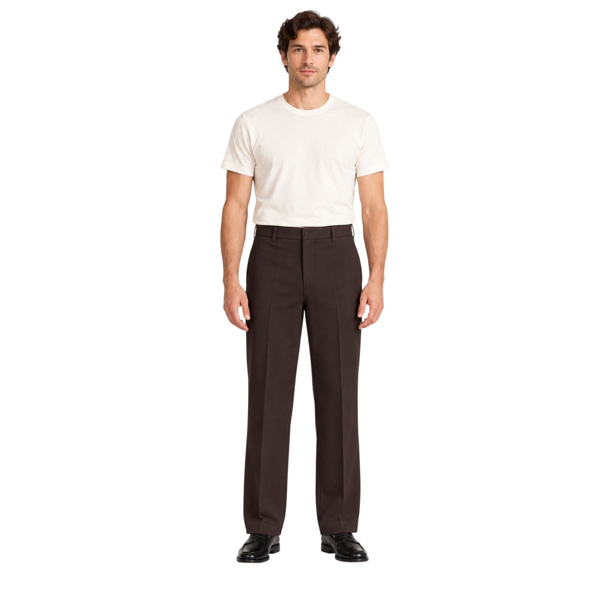 Vintage 80s Haggar Dark Brown Polyester Leisure Pants Men's Medium 33 Waist