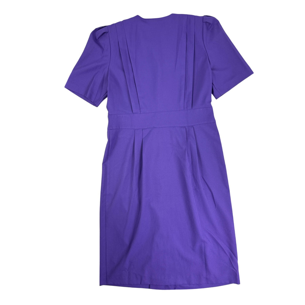Vintage 80s Success Dress Purple Button Front Sheath Midi Dress Womens XL