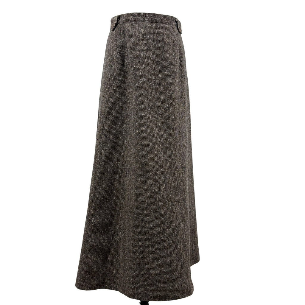 Vintage 90s Orvis Brown Tan Blue Tweed Maxi Skirt Women’s 10