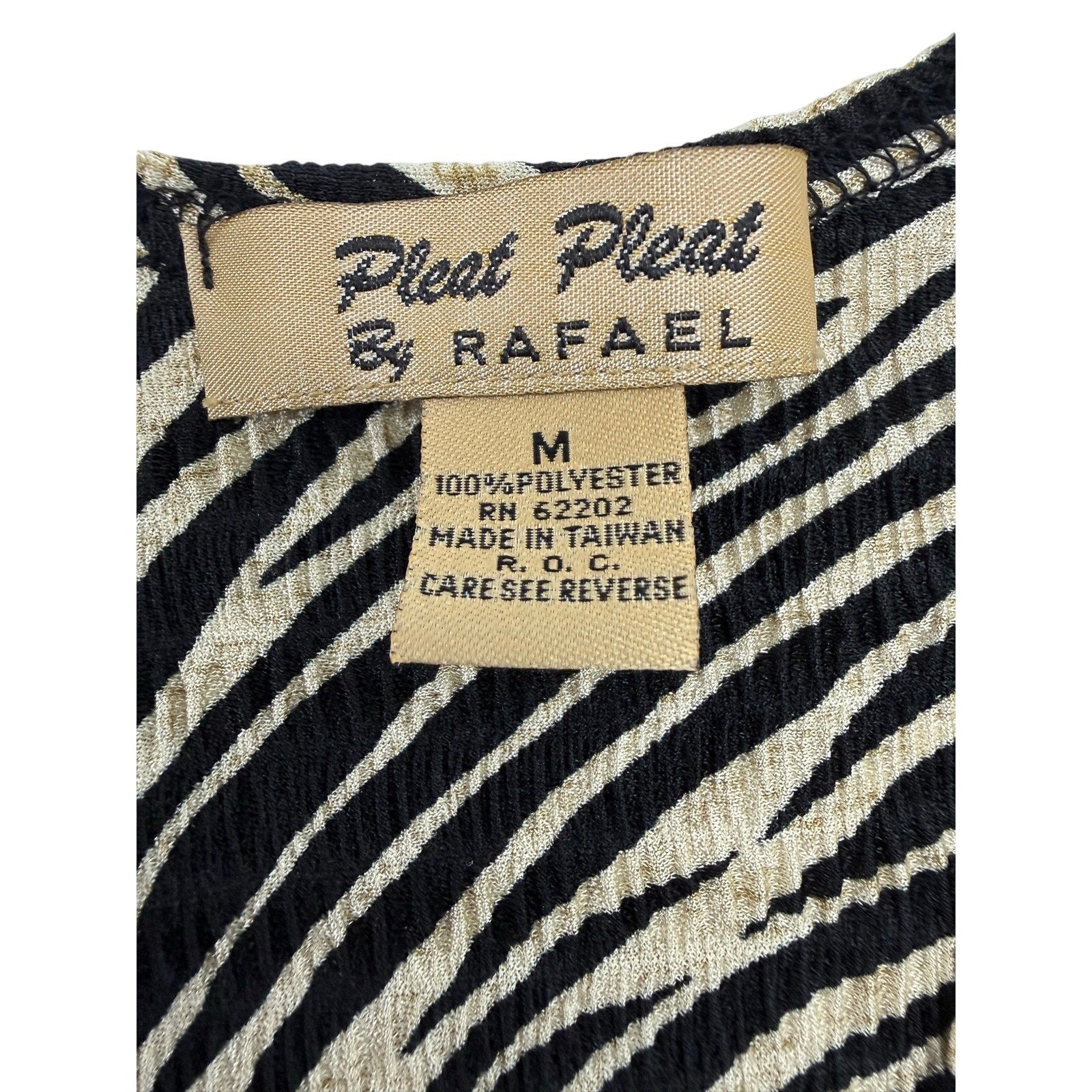 Vintage 80s Zebra Print Button Front Midi Dress Women Medium Pleat Pleat Rafael