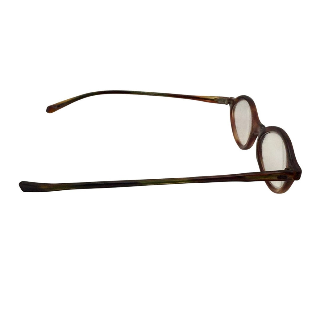 Vintage May 6 Oval Eyeglass Frames Tortoise Brown Wire Temple Glasses